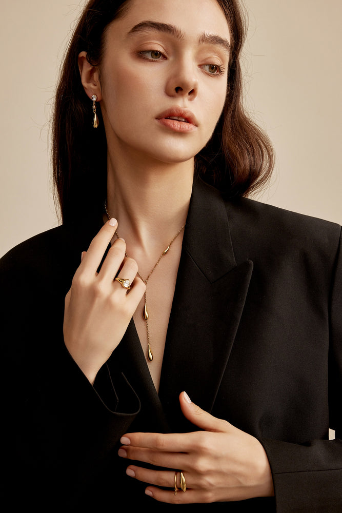 Raindrop Imprint ring set
