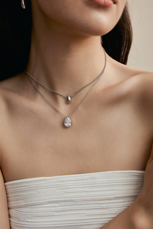 Double-layer Diamond  Waterdrop necklace