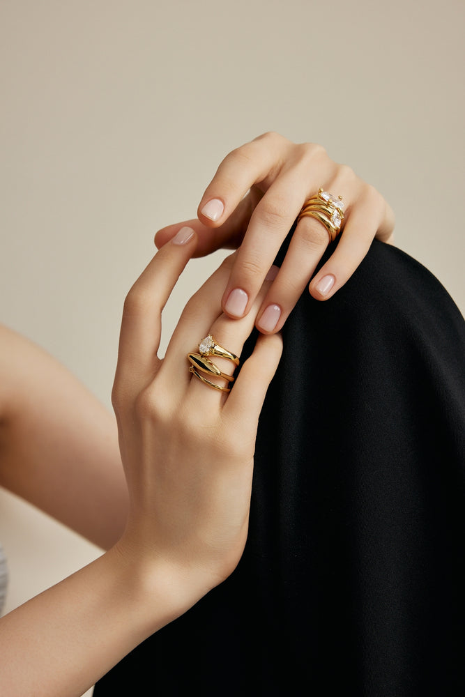 Raindrop Imprint ring set
