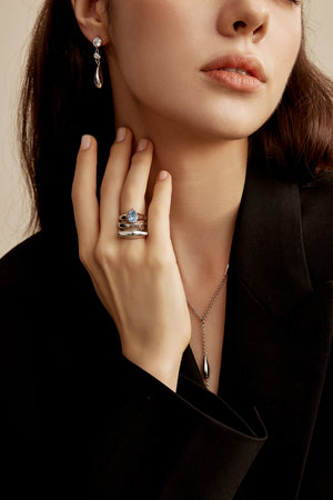 Raindrop Imprint ring set