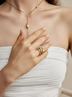 Raindrop Imprint ring set