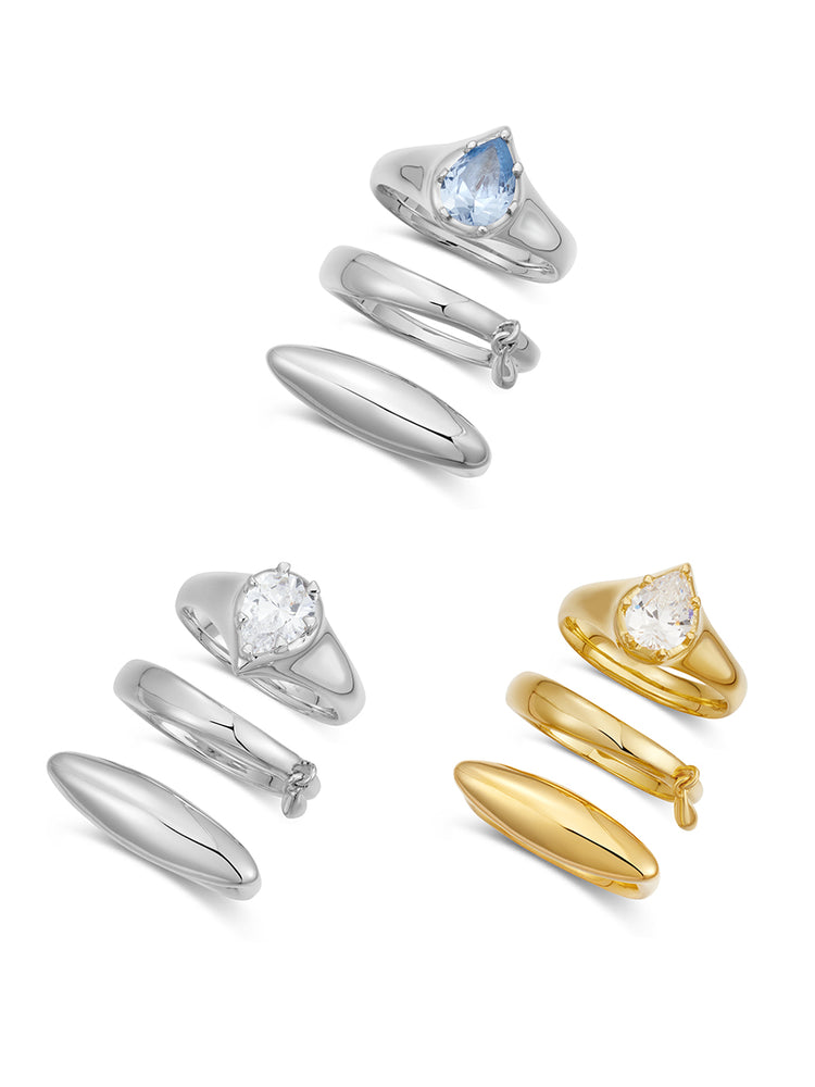 Raindrop Imprint ring set