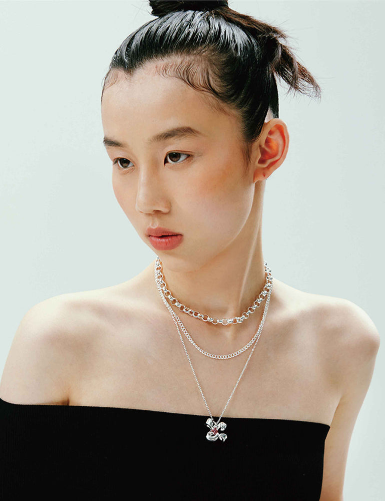FOUR-CLAW FLOWER PENDANT LAYERED NECKLACE