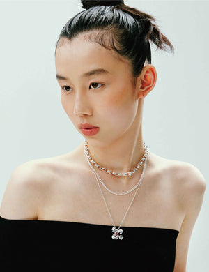 FOUR-CLAW FLOWER PENDANT LAYERED NECKLACE